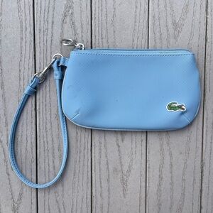 Lacoste Baby Blue Zip Clutch Wristlet Bag Purse Pouch Wallet